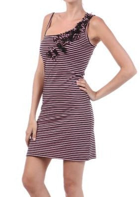 One Shoulder Stripe Bodycon Dress - Shop Lev