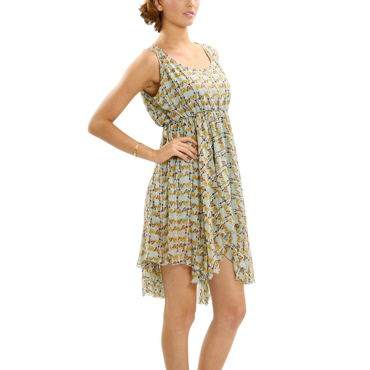 Butterfly Printed Sleeveless Dress - Shop Lev