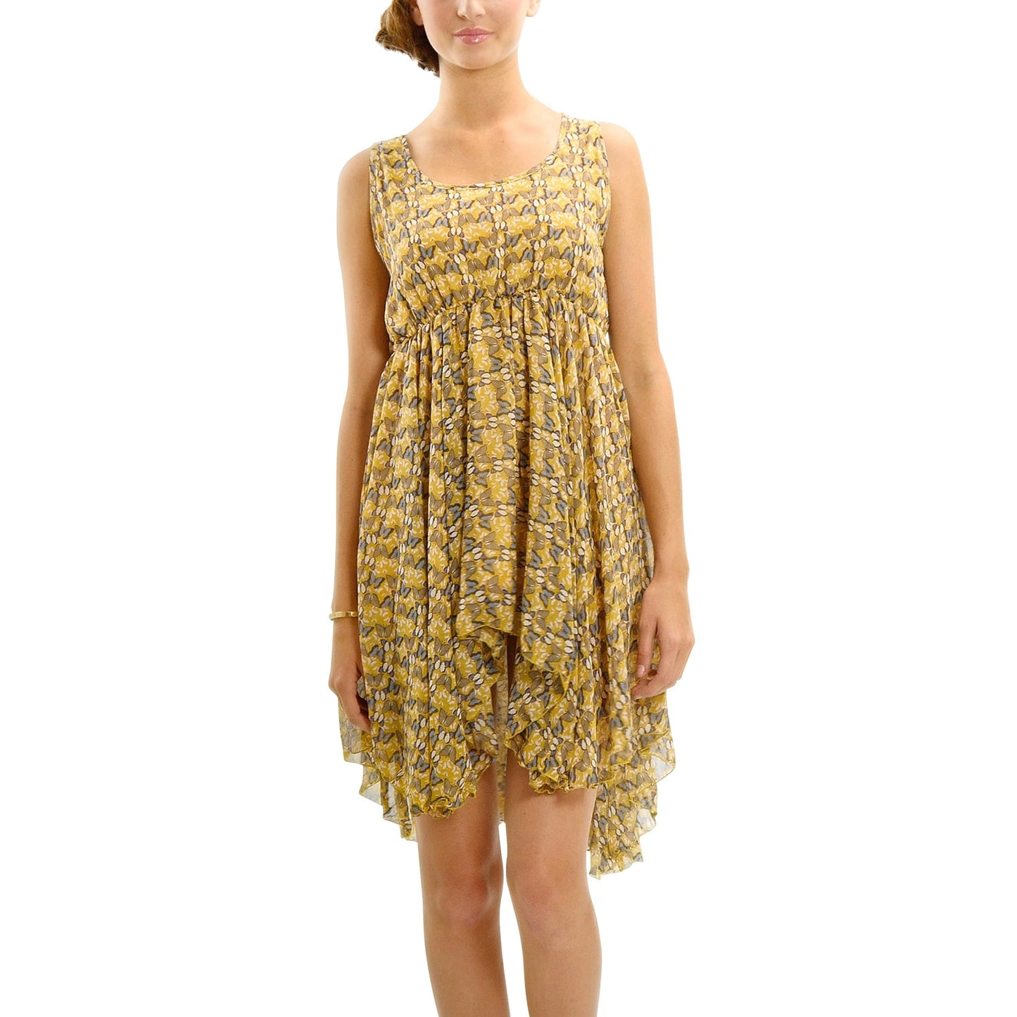 Butterfly Printed Sleeveless Dress - Shop Lev