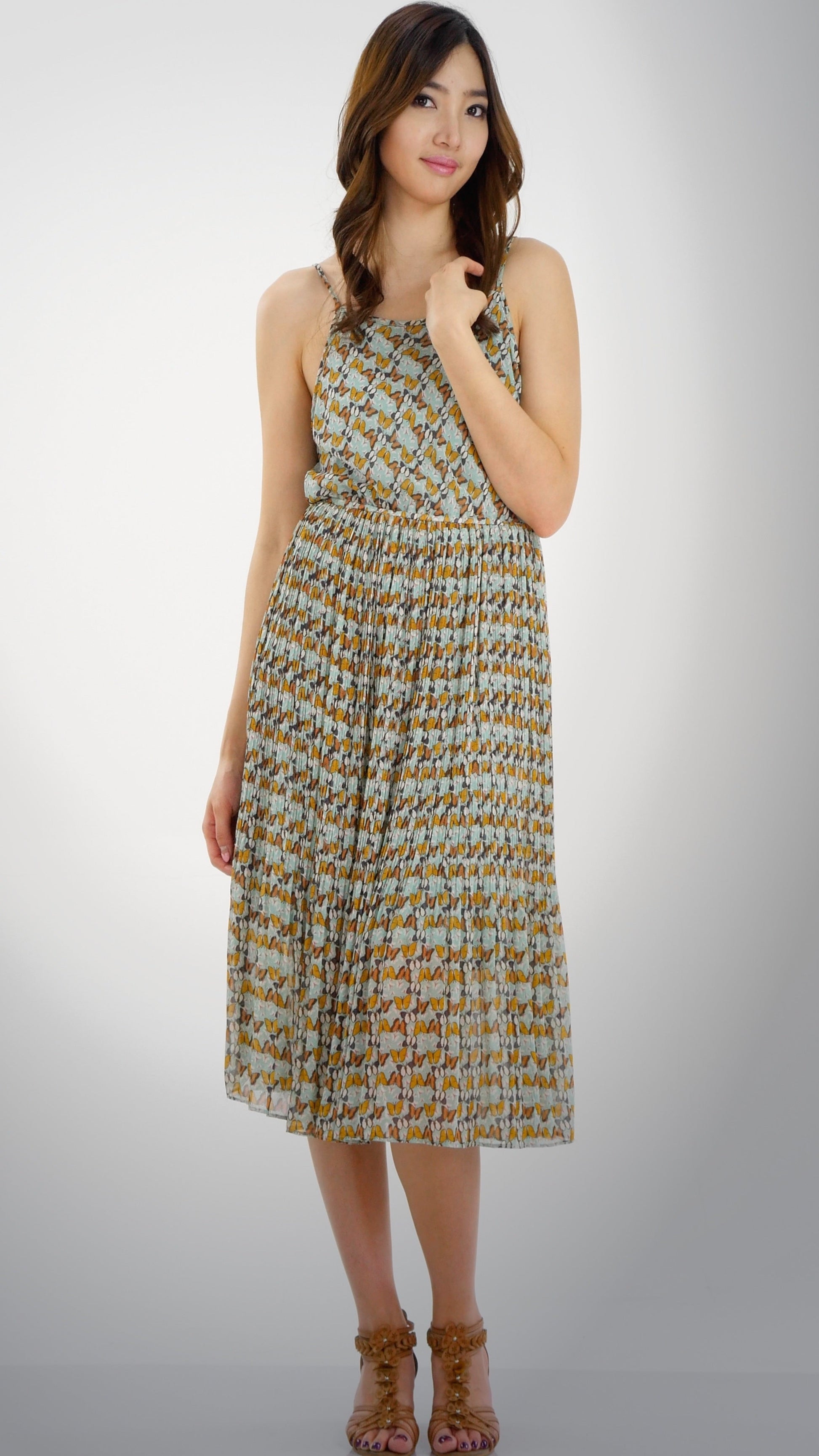 Butterfly Printed Midi Dress - Shop Lev