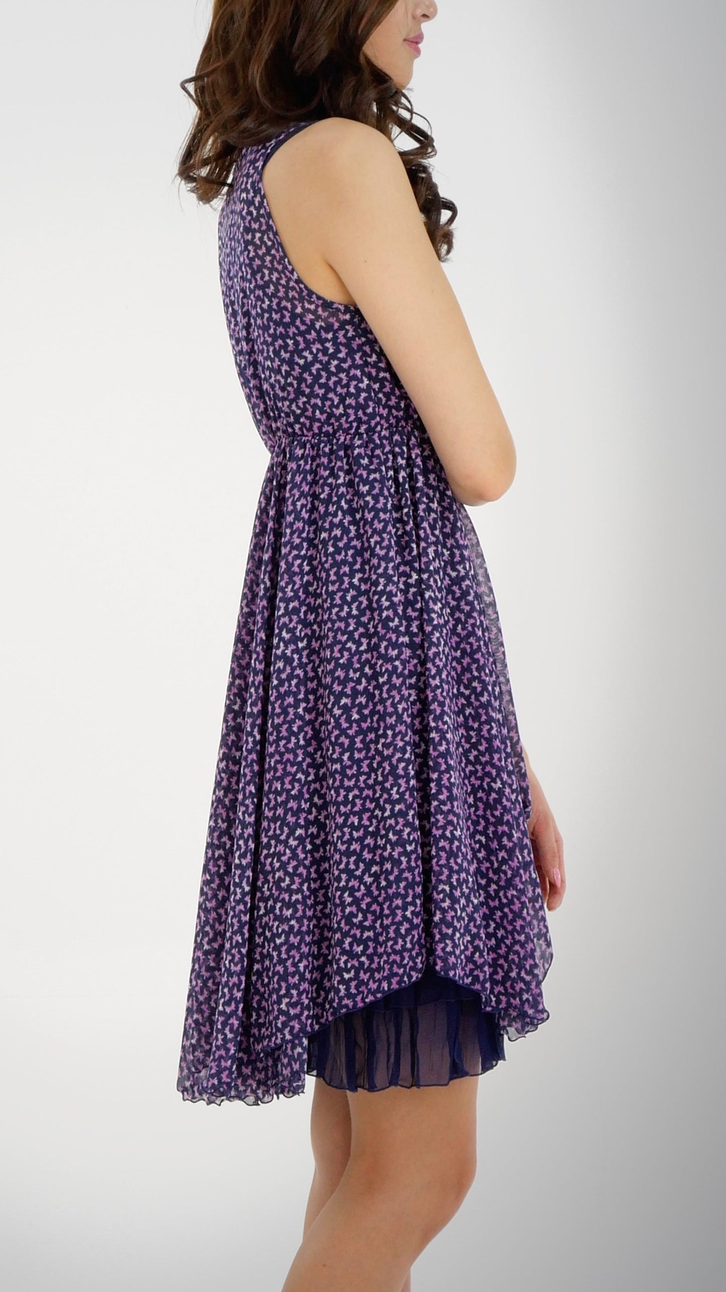 Mini Butterfly Printed Midi Dress - Shop Lev