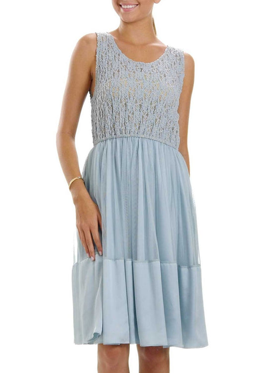 Lace See-through Top with Mesh Skirt Dress - Shop Lev