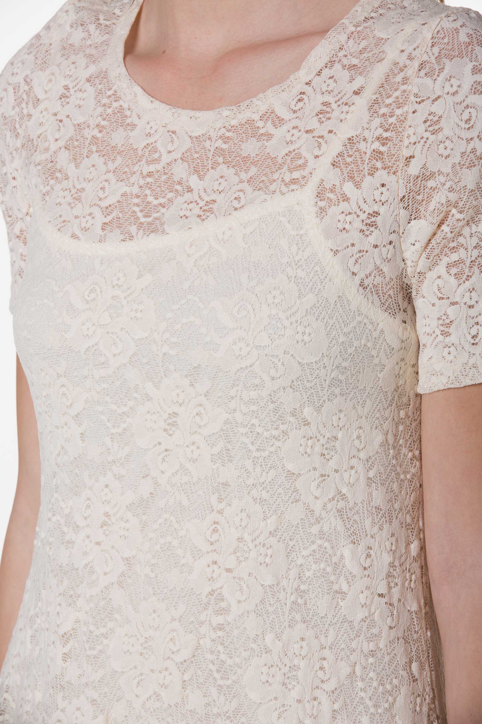 Lace Long Sleeve Tunic with Mesh Slip - Shop Lev