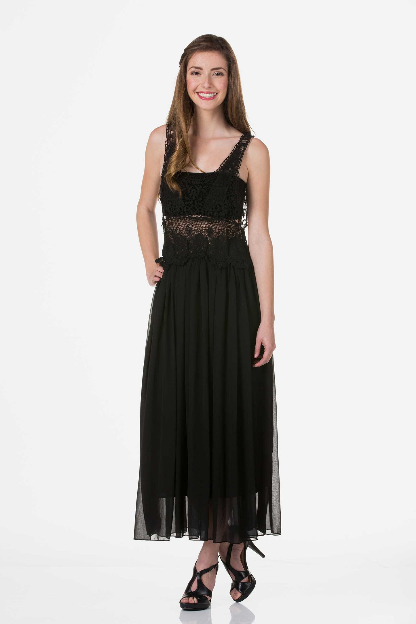 Cotton Lace Top with Poly Maxi Skirt - Shop Lev