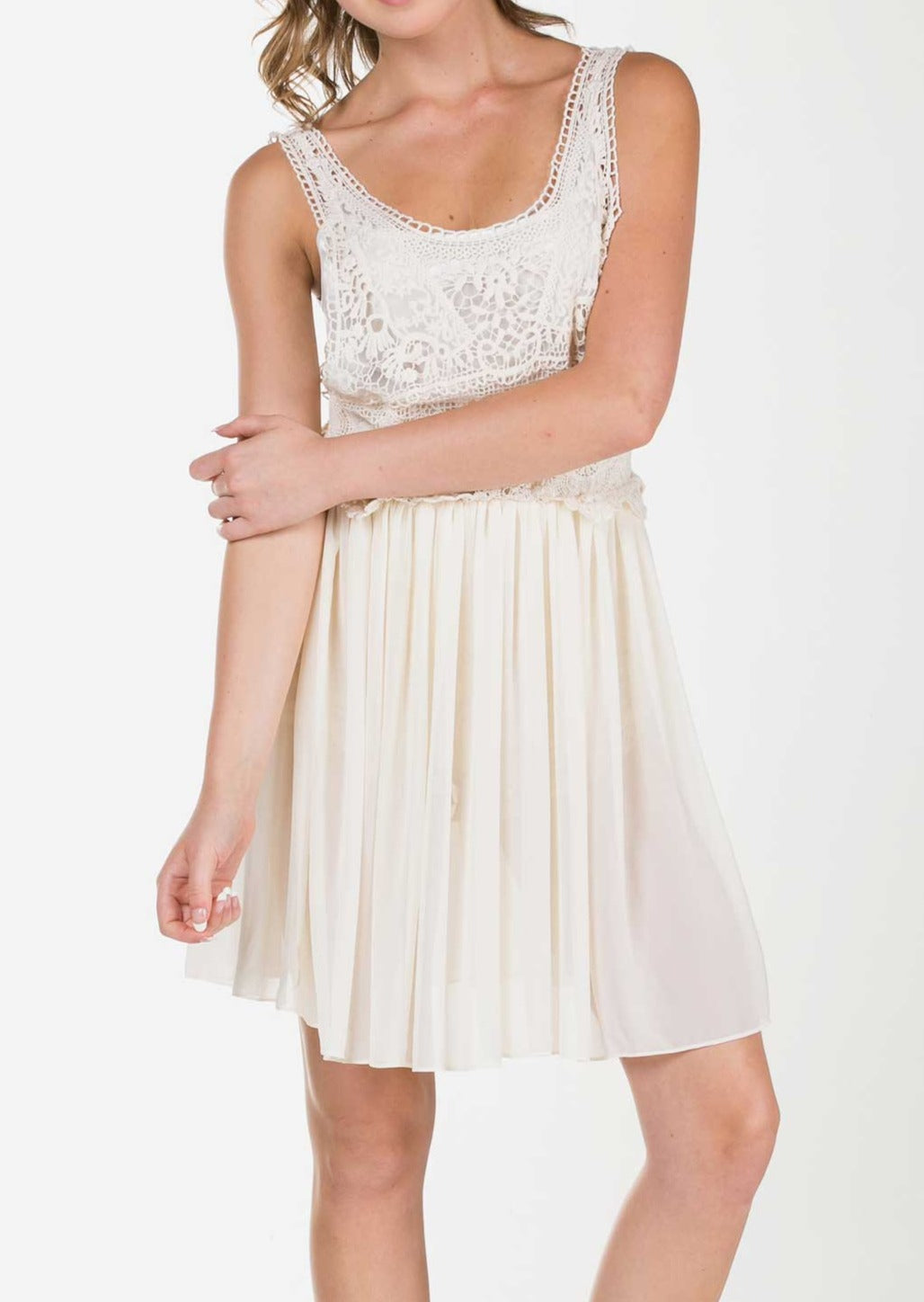 Women's See-through Cotton Lace Top with Midi Skirt Dress - Shop Lev