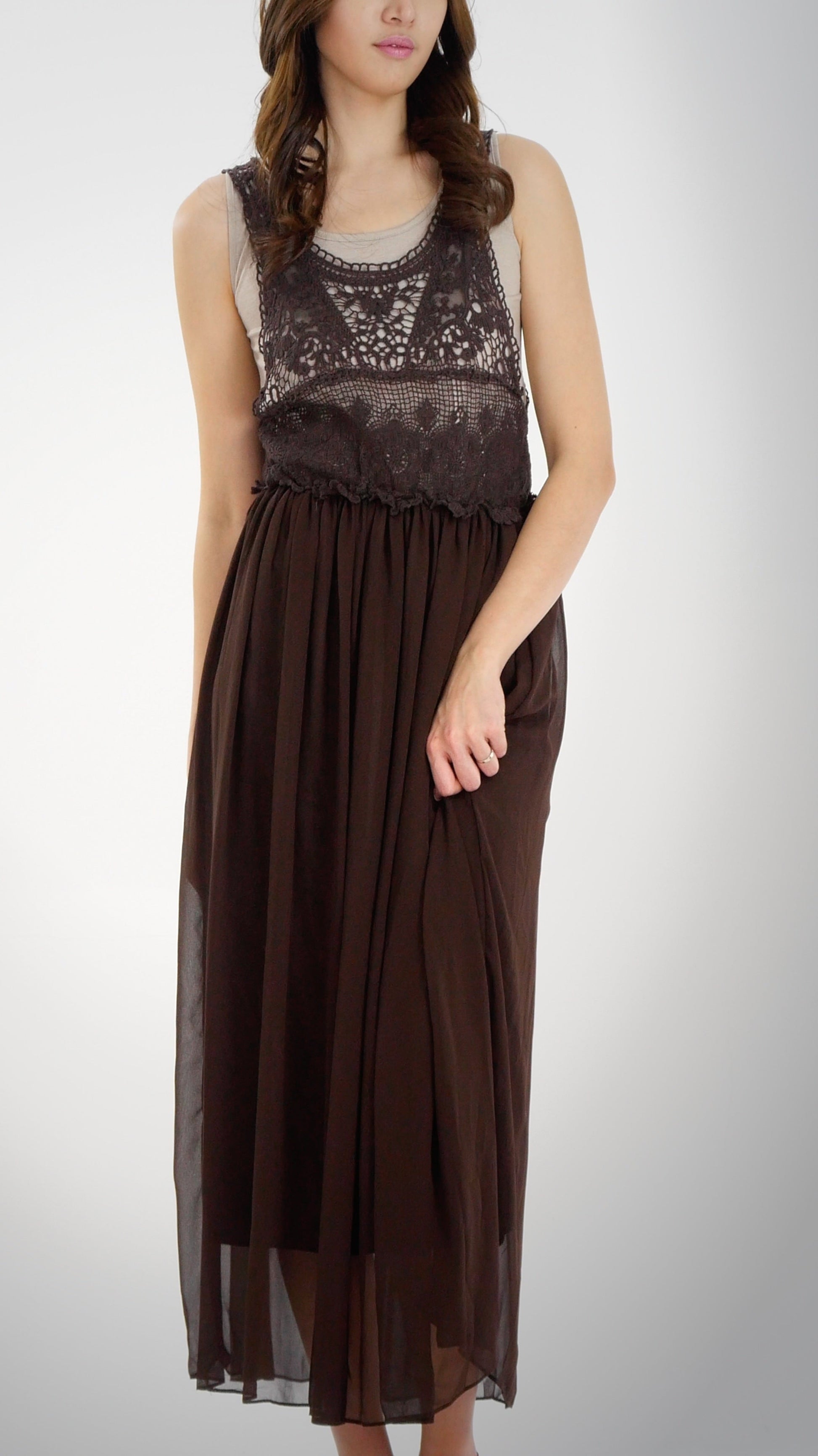 Cotton Lace Top with Poly Maxi Skirt - Shop Lev