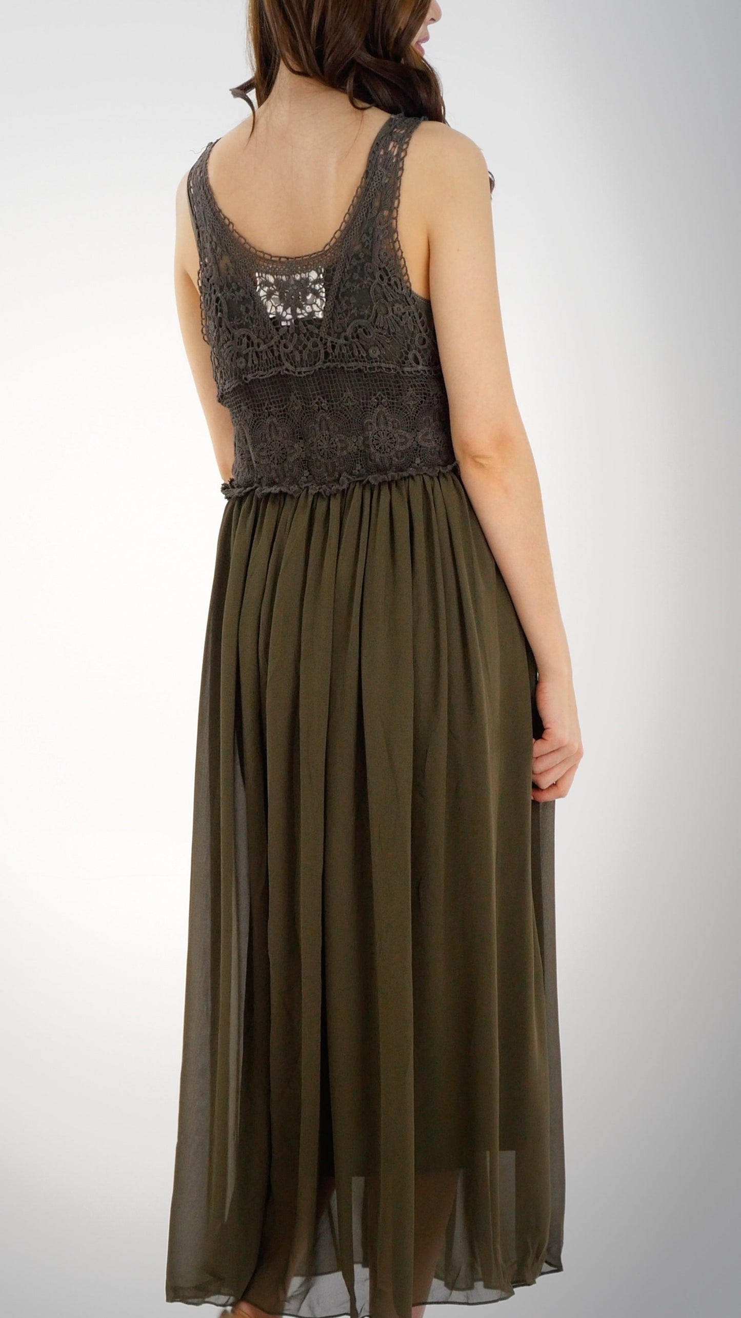 Cotton Lace Top with Poly Maxi Skirt - Shop Lev