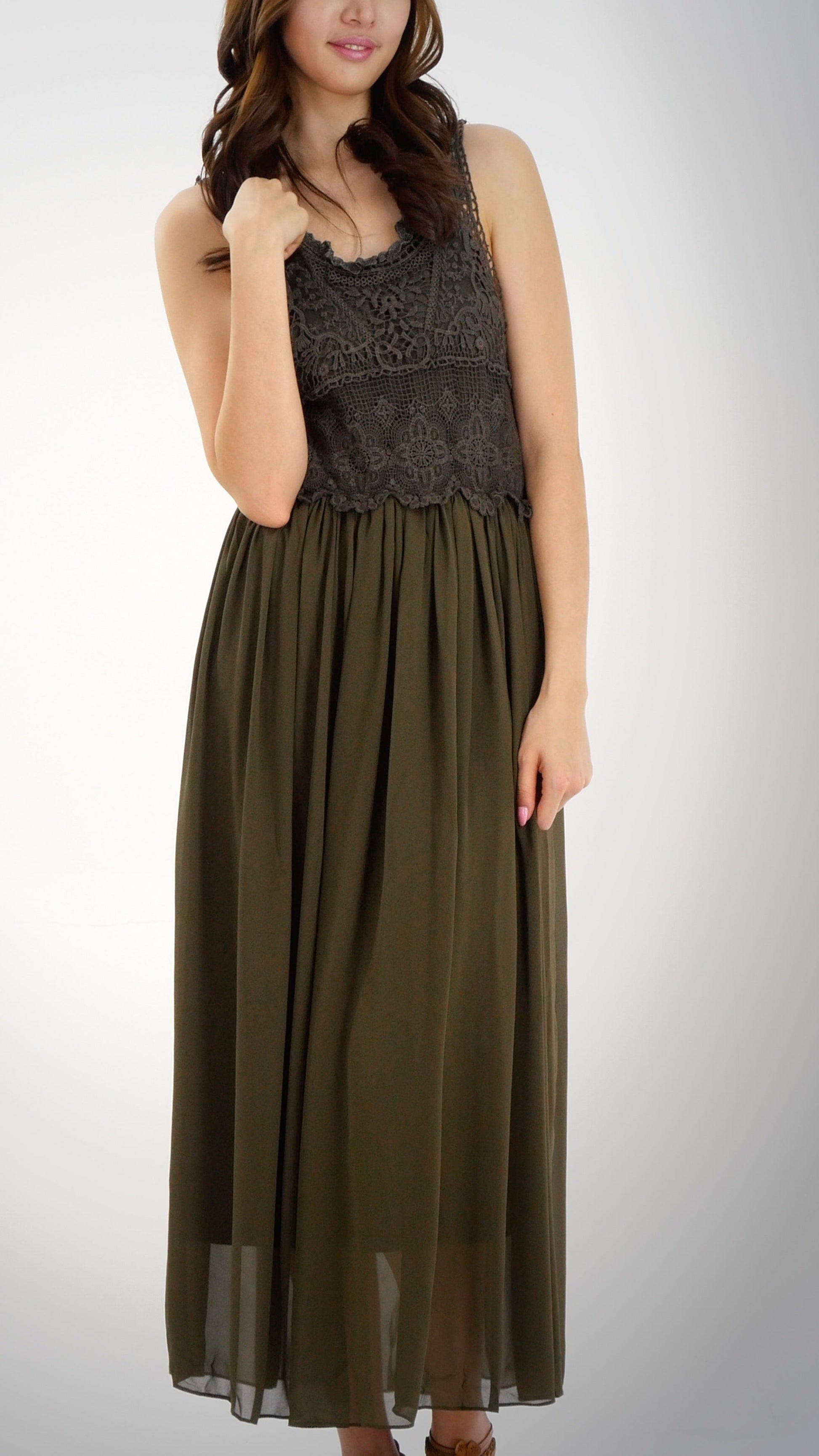 Cotton Lace Top with Poly Maxi Skirt - Shop Lev