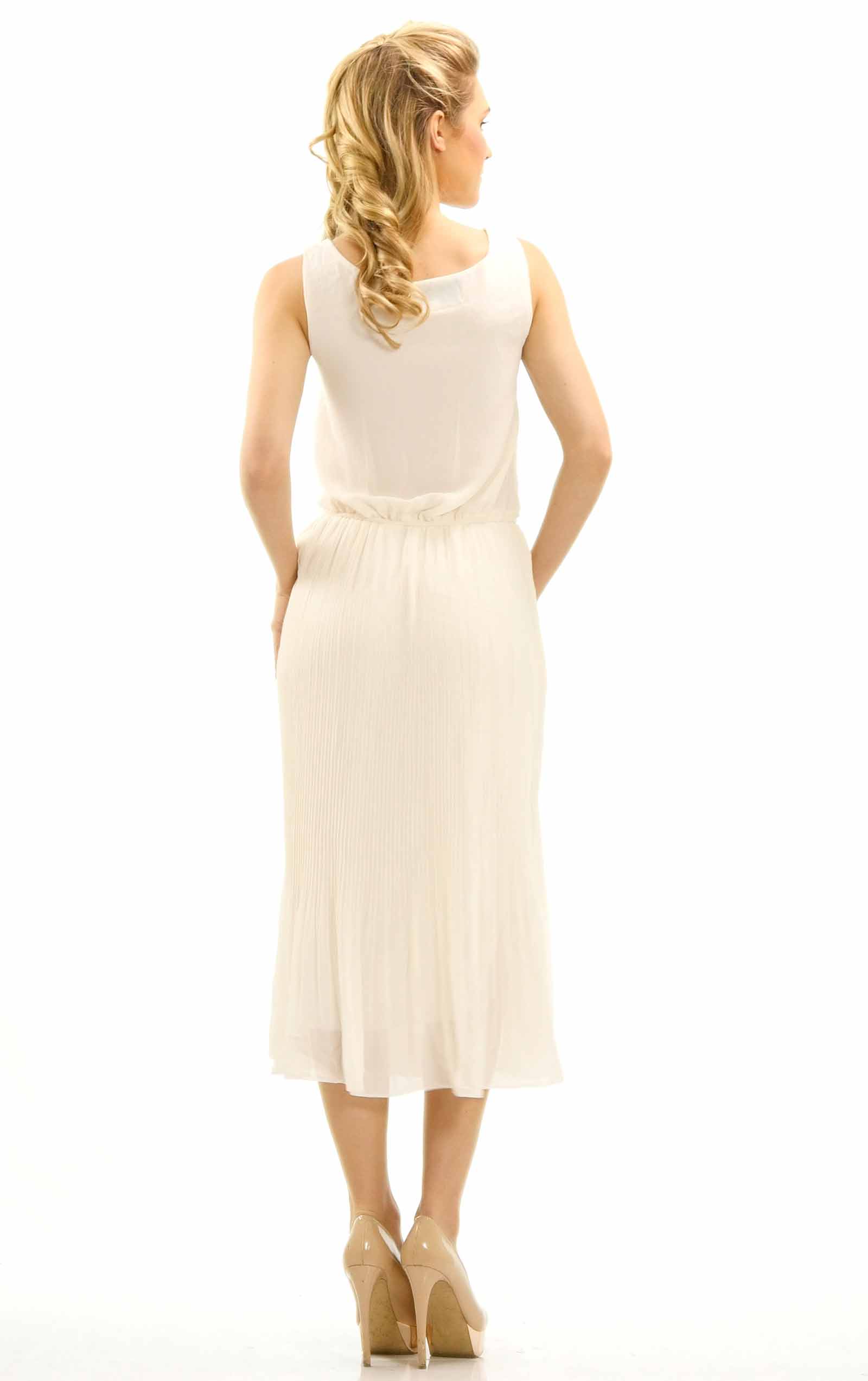 Women's Lace Top with Pleated Skirt Midi Dress - Shop Lev