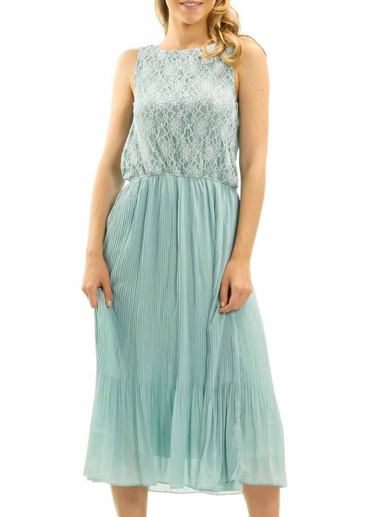 Women's Lace Top with Pleated Skirt Midi Dress - Shop Lev