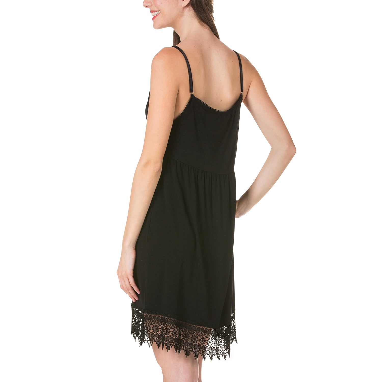 Modal Flare Lace Trim Slip Dress with Adjustable Straps - Shop Lev