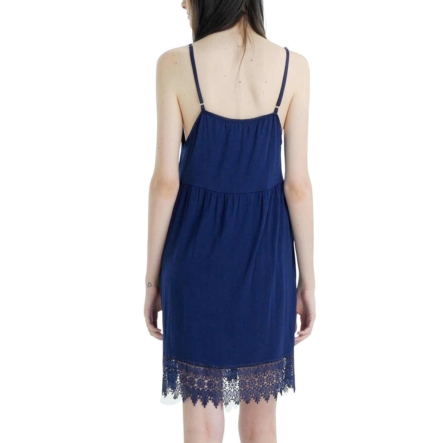 Modal Flare Lace Trim Slip Dress with Adjustable Straps - Shop Lev