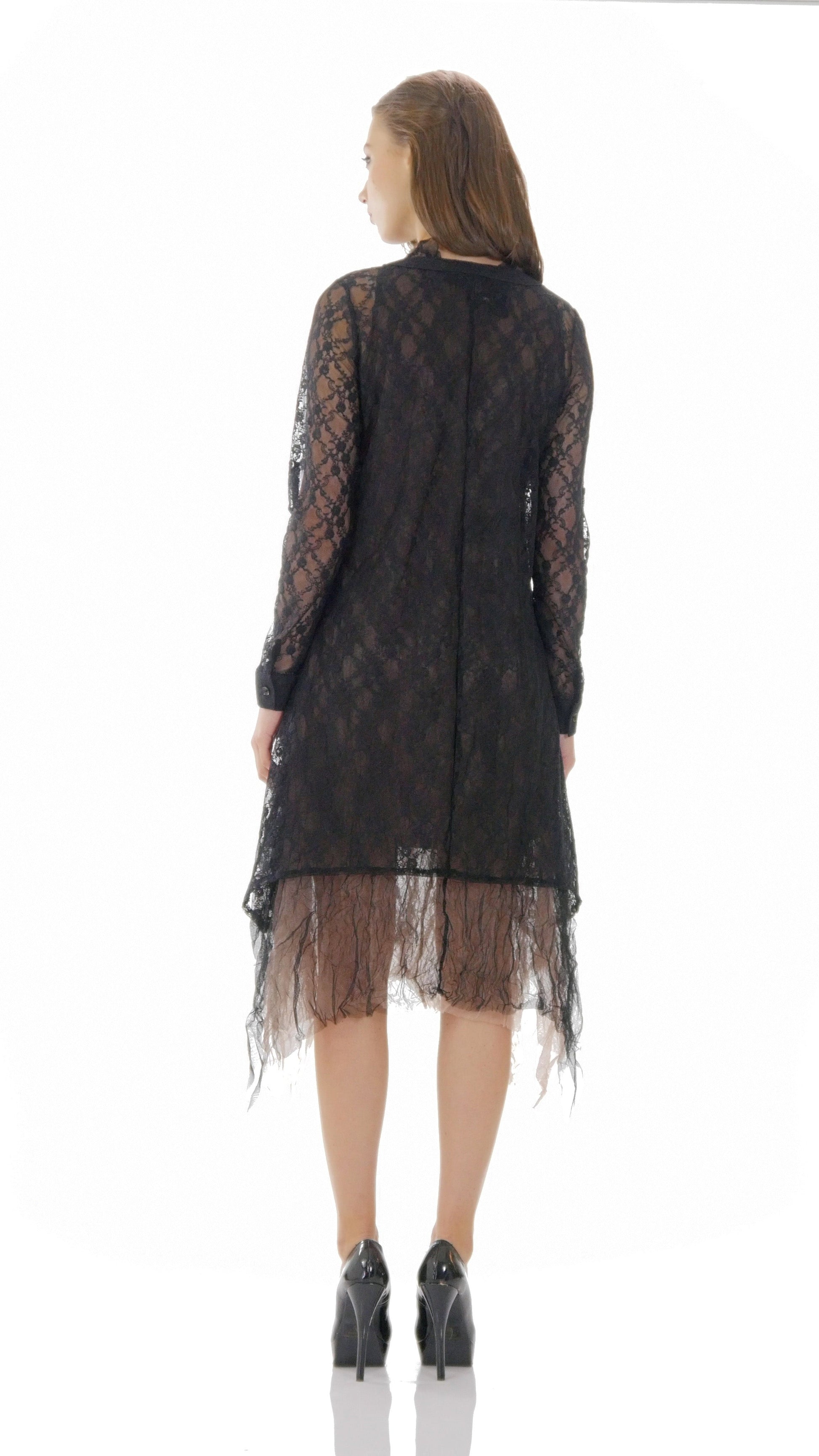 Lace A line see-through shirt Tunic - Shop Lev