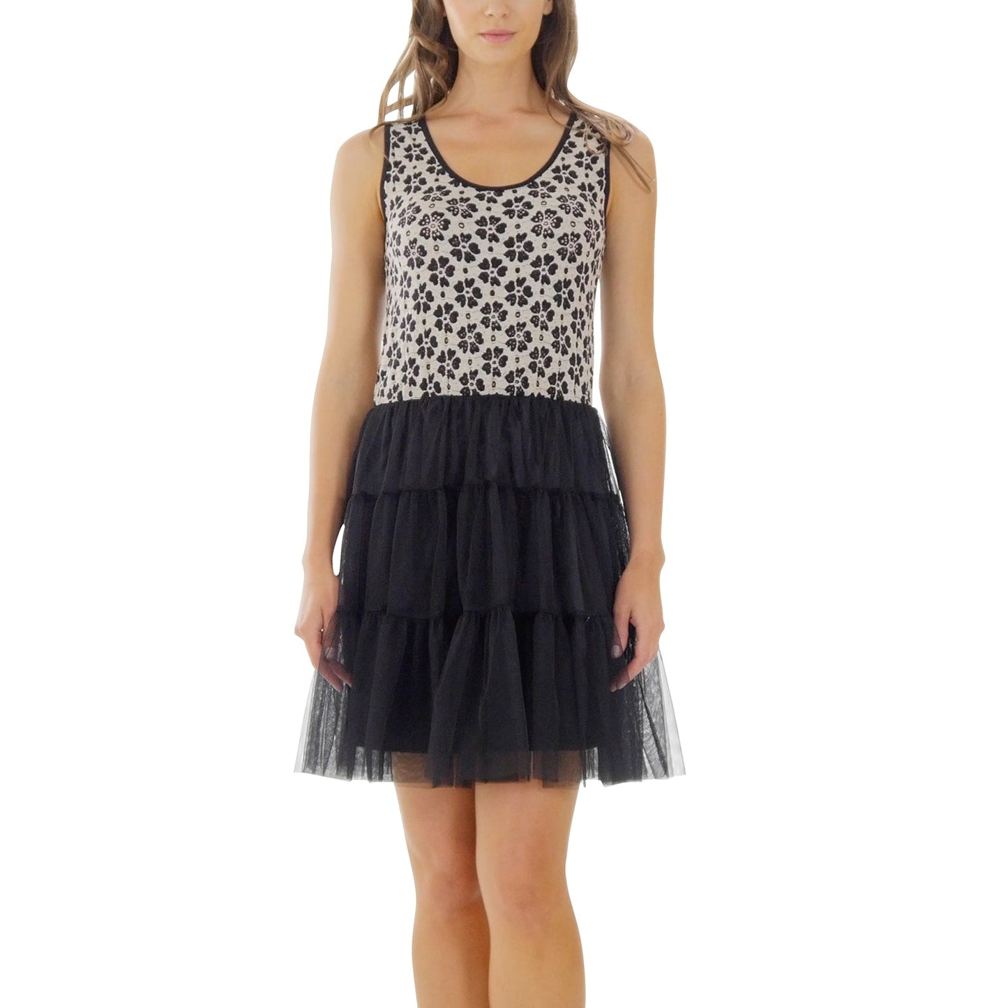 Flower Short Slip Dress with Mesh Bottom - Shop Lev