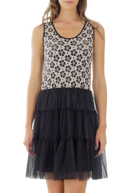 Flower Short Slip Dress with Mesh Bottom - Shop Lev