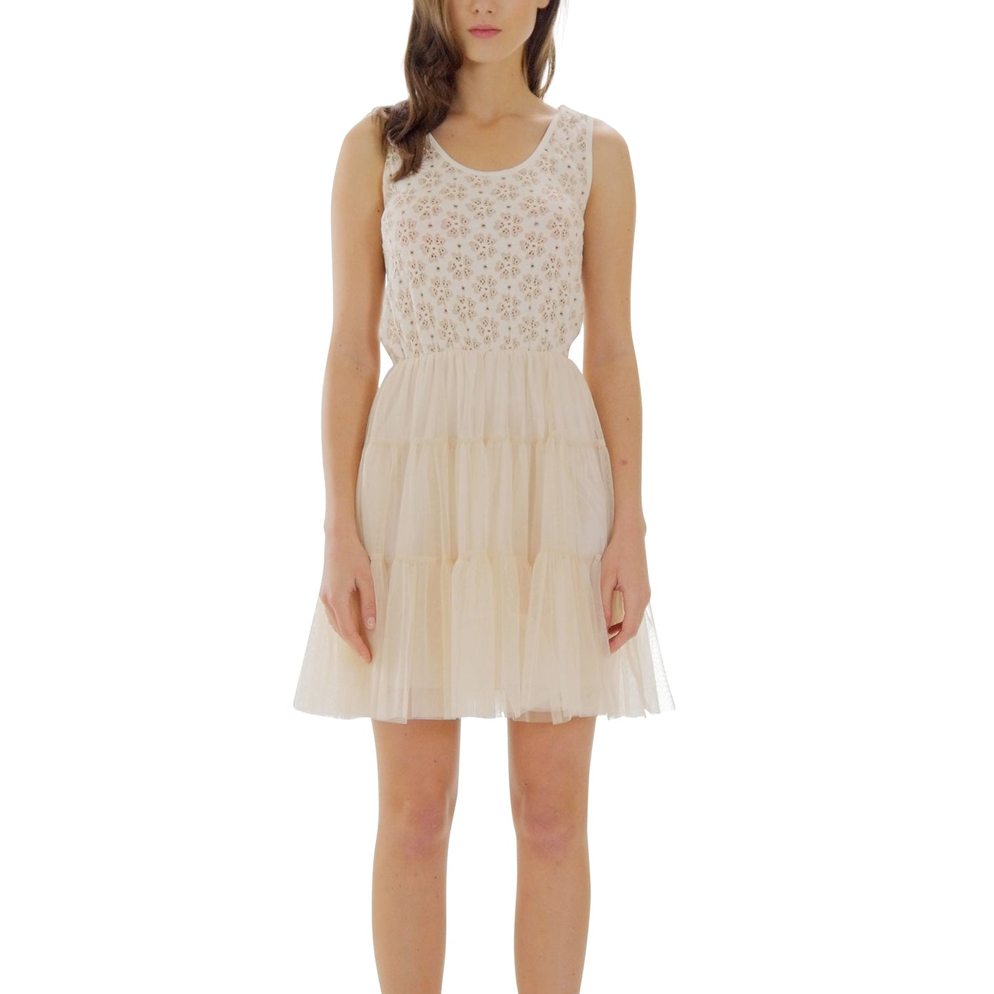 Flower Short Slip Dress with Mesh Bottom - Shop Lev