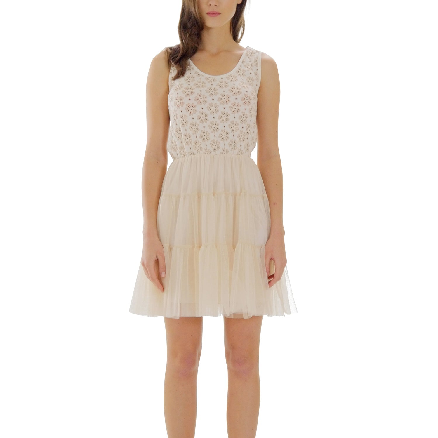 Flower Short Slip Dress with Mesh Bottom - Shop Lev