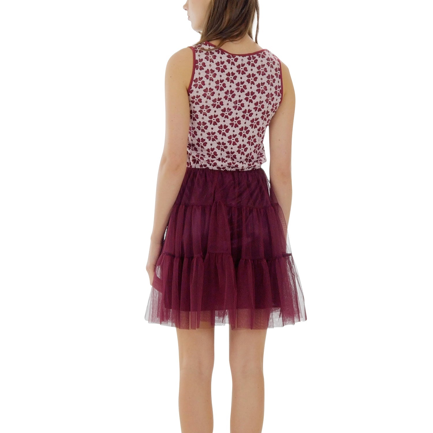 Flower Short Slip Dress with Mesh Bottom - Shop Lev