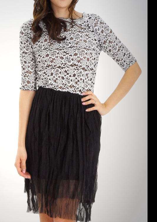 Women's Half Sleeve Lace Mesh Dress - Shop Lev