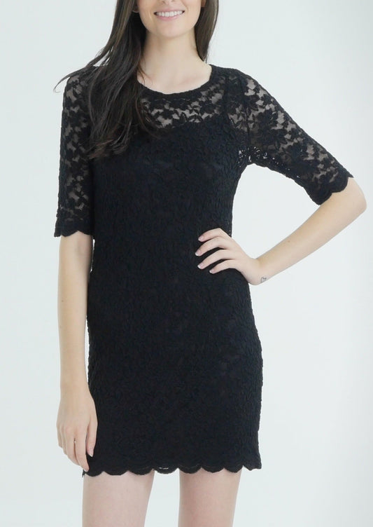 Sheer Lace Bodycon Quarter Sleeve Tunic Dress - Shop Lev