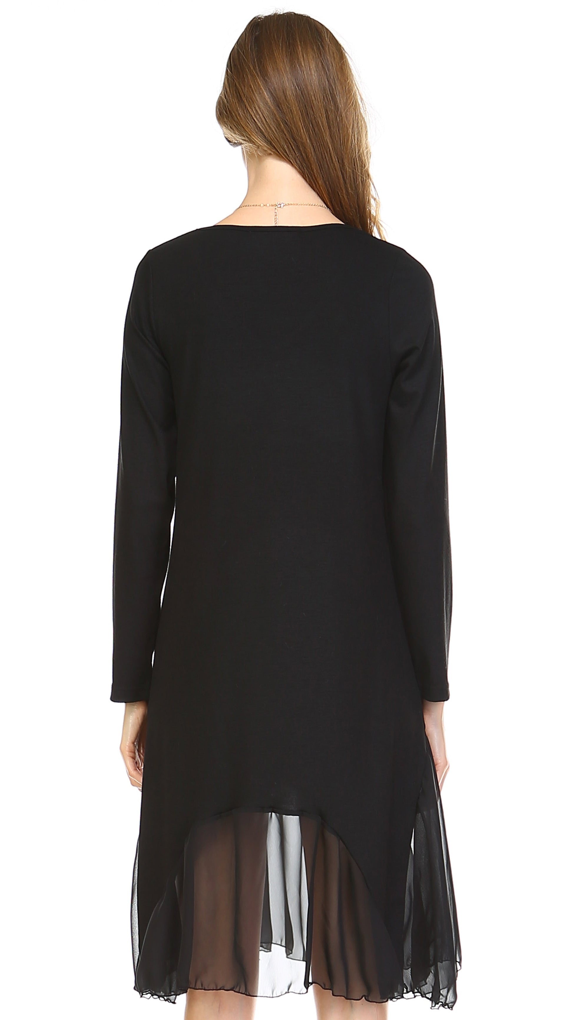 Bottom Scooped Long Sleeve Tunic Dress - Shop Lev