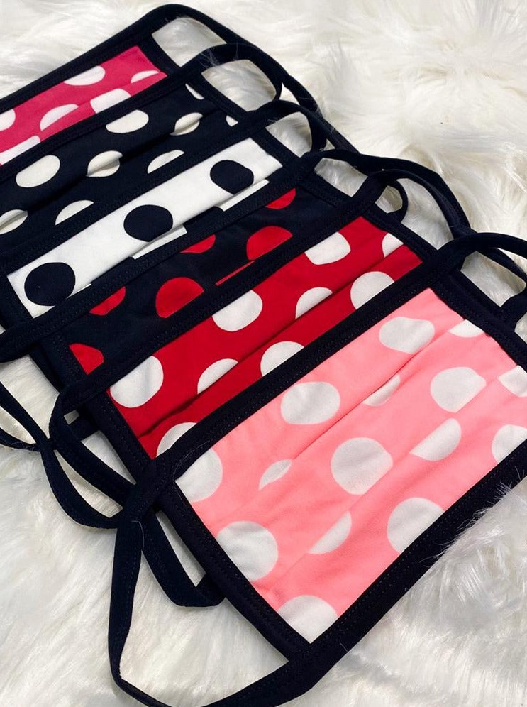 6 Pack Polka Dot Print Washable Cotton Face Mask