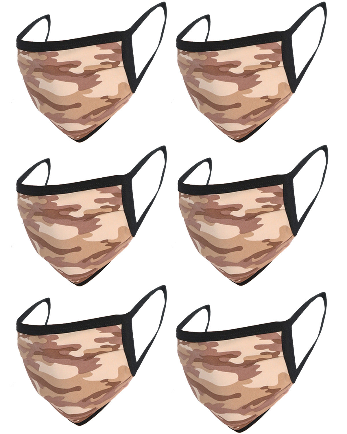 6 Pack Camo Print Washable Cotton Face Mask