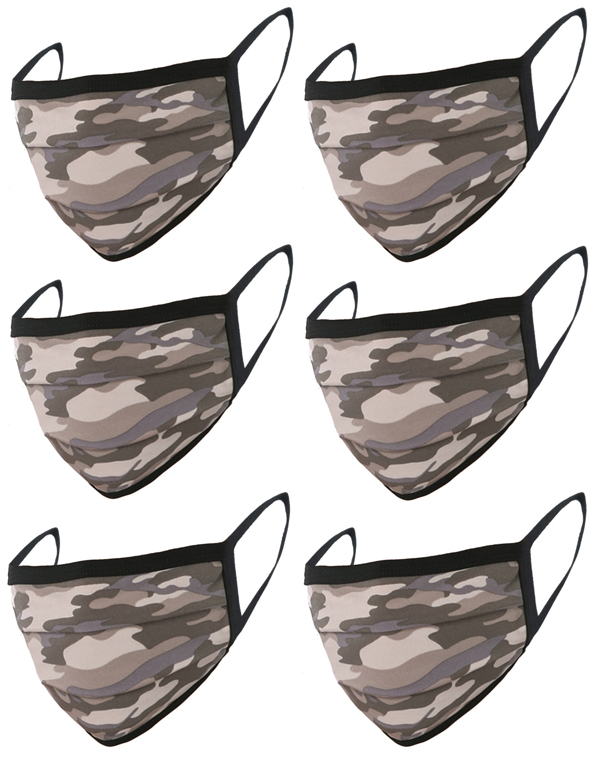 6 Pack Camo Print Washable Cotton Face Mask
