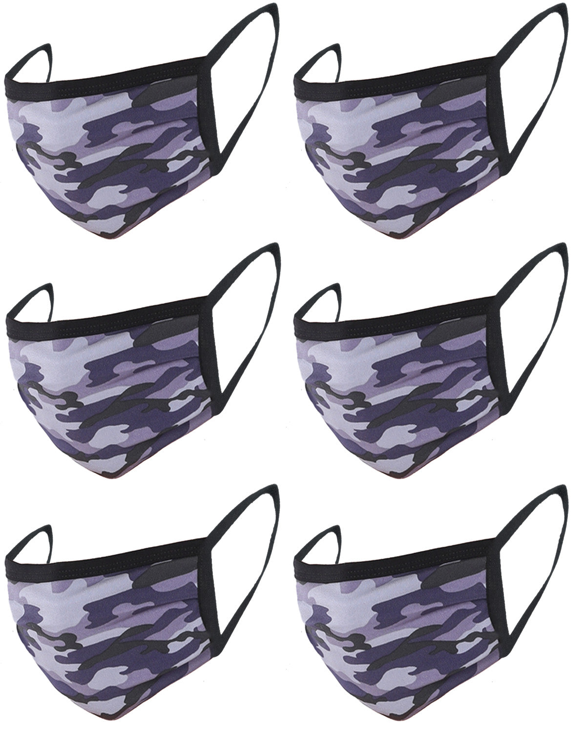 6 Pack Camo Print Washable Cotton Face Mask