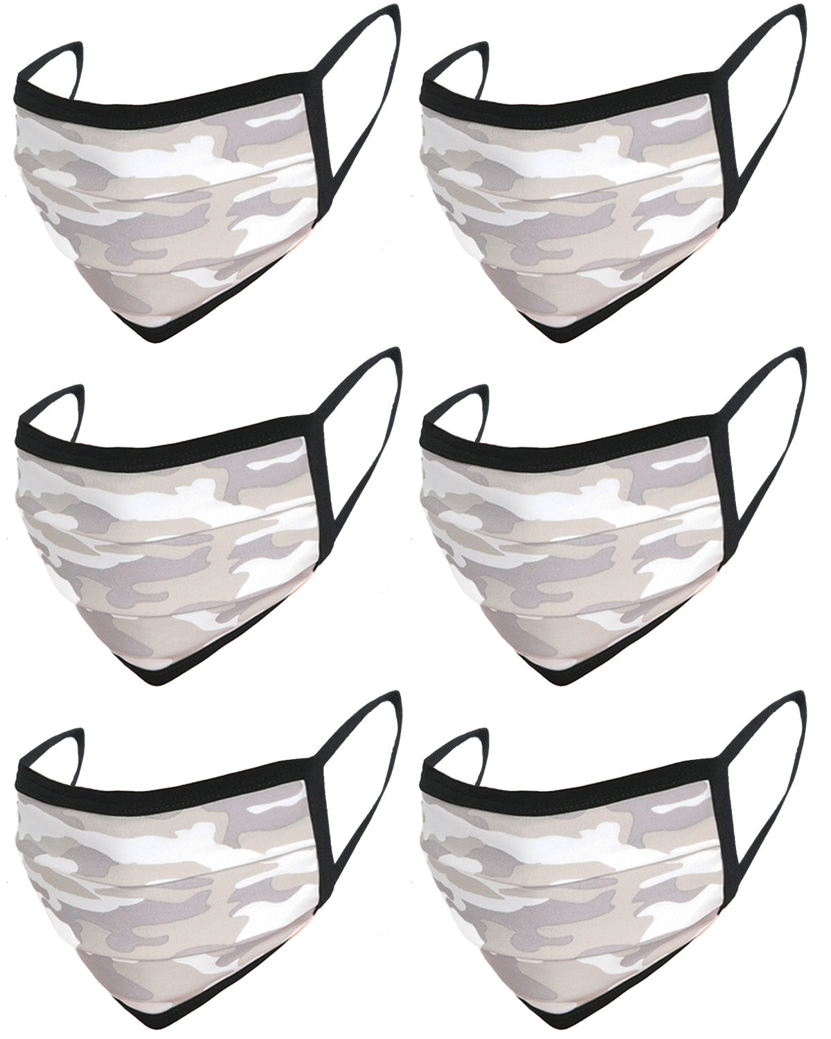 6 Pack Camo Print Washable Cotton Face Mask