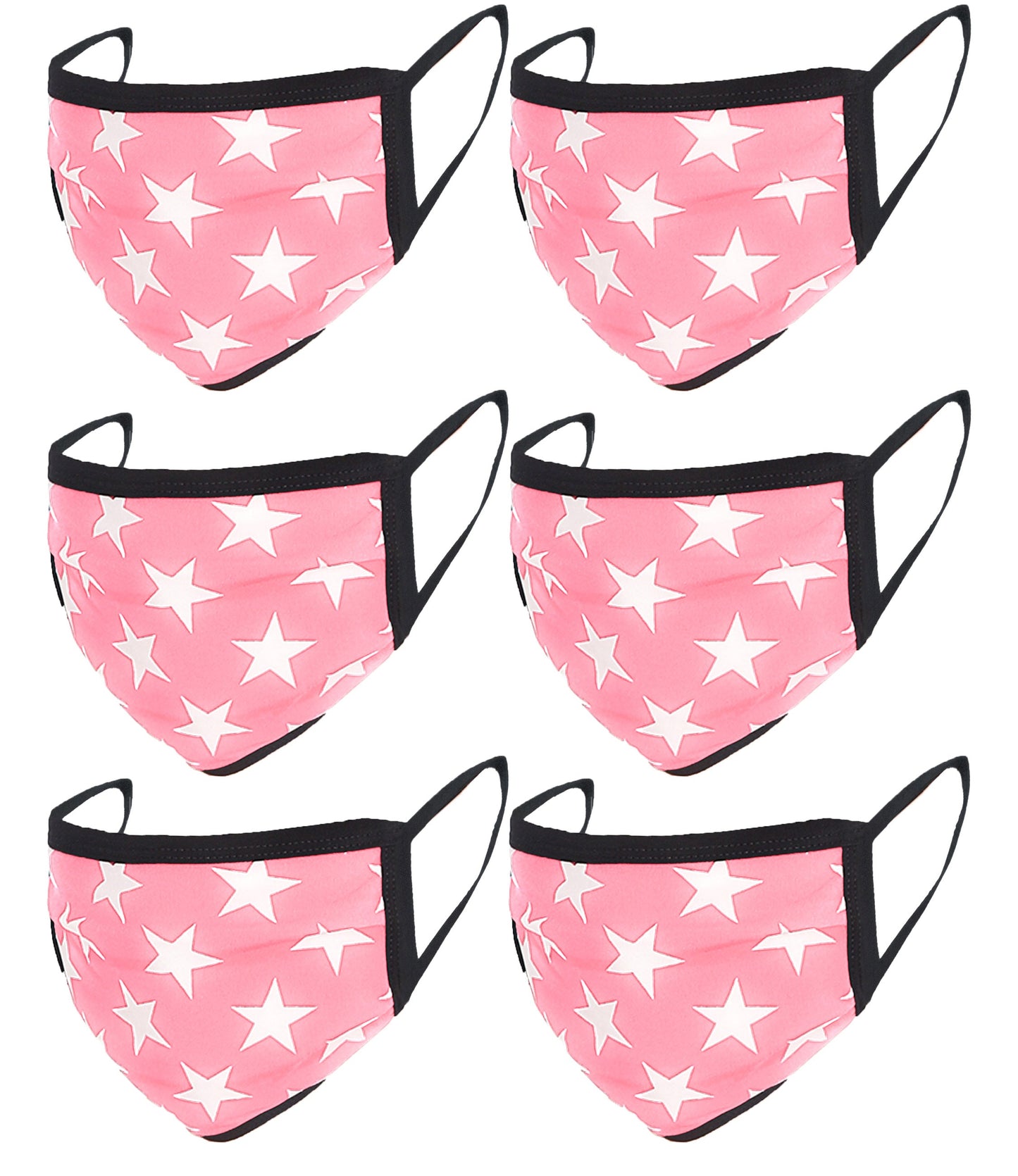 6 Pack Star Print Washable Cotton Face Mask