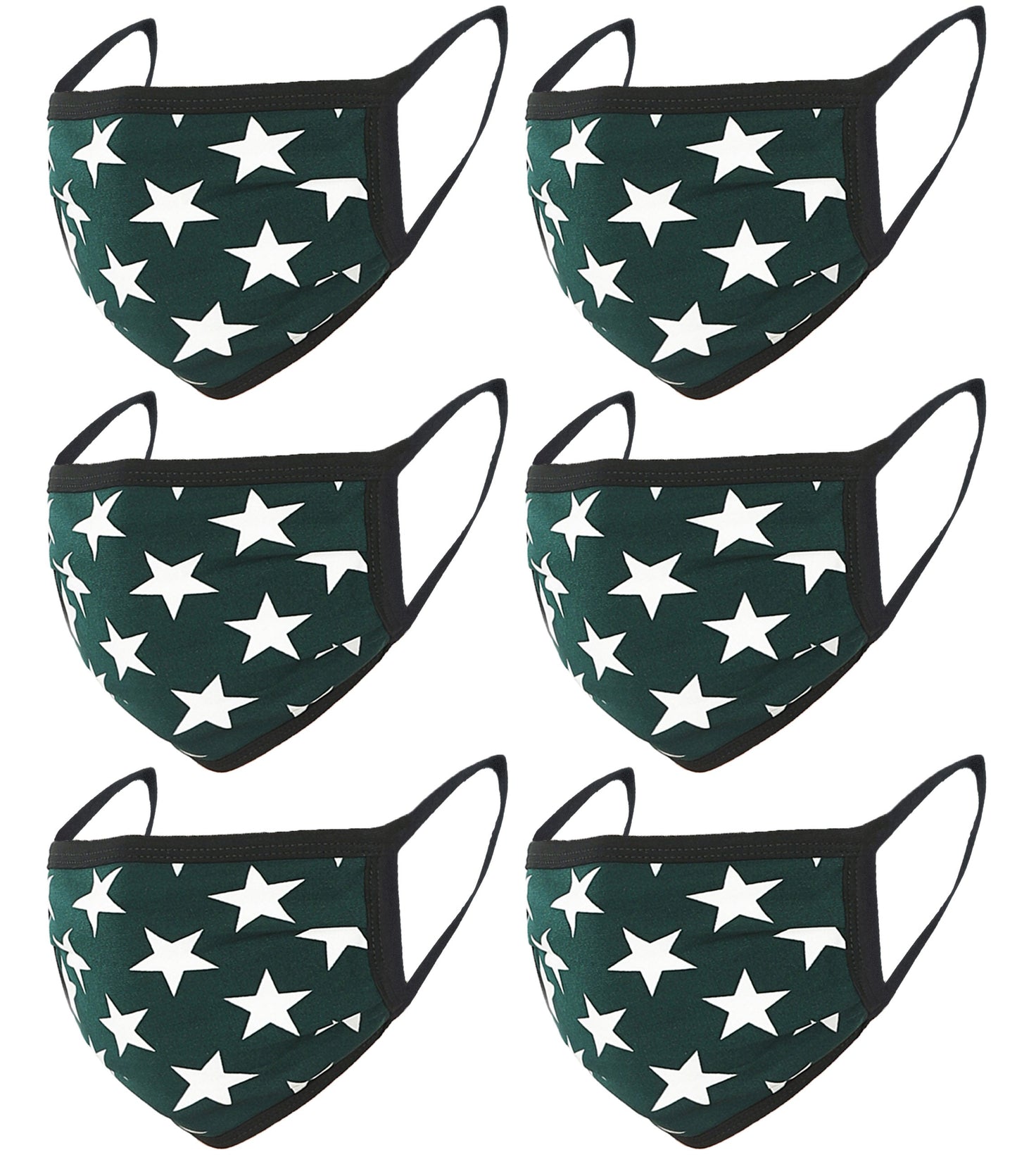 6 Pack Star Print Washable Cotton Face Mask