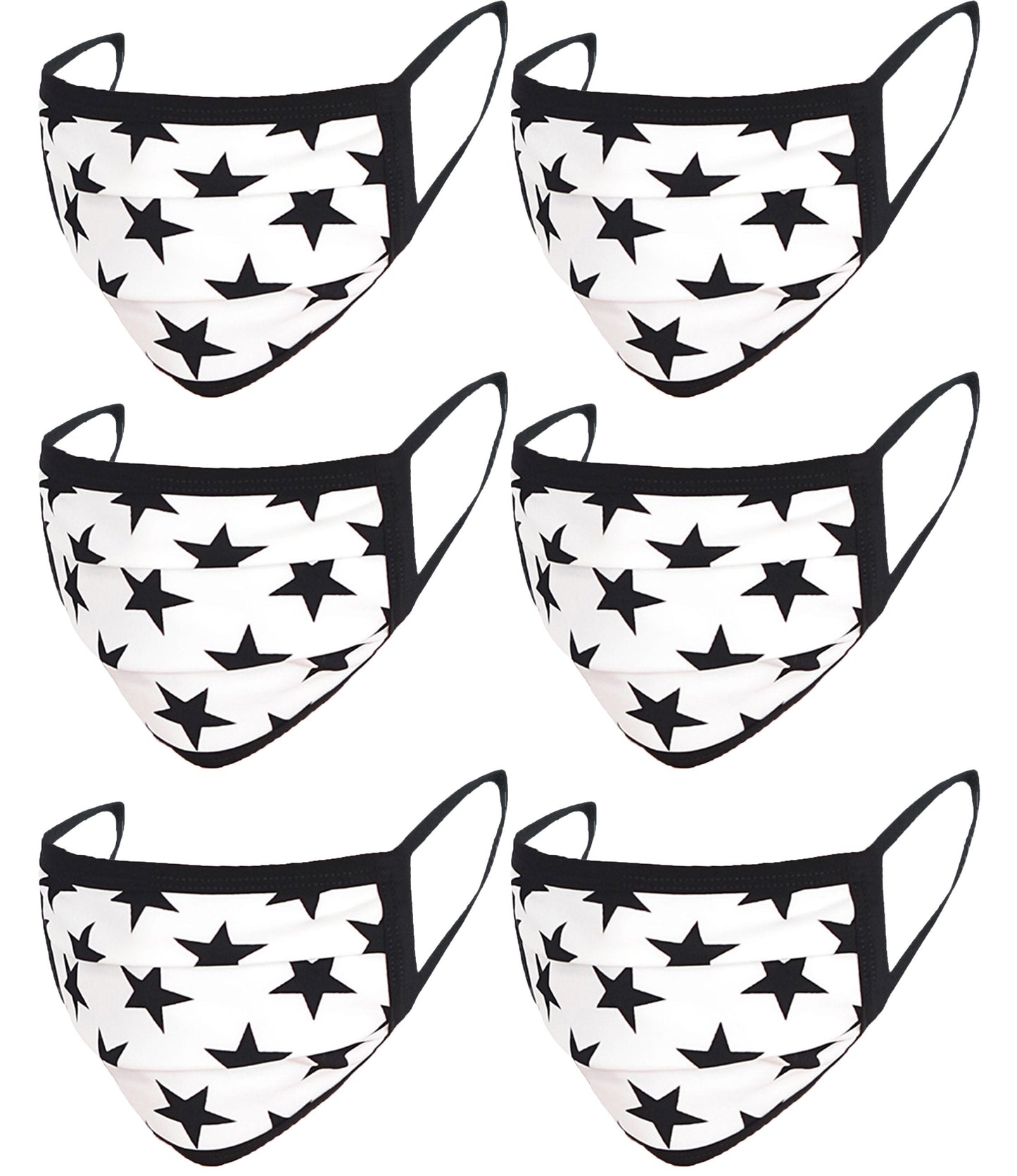 6 Pack Star Print Washable Cotton Face Mask