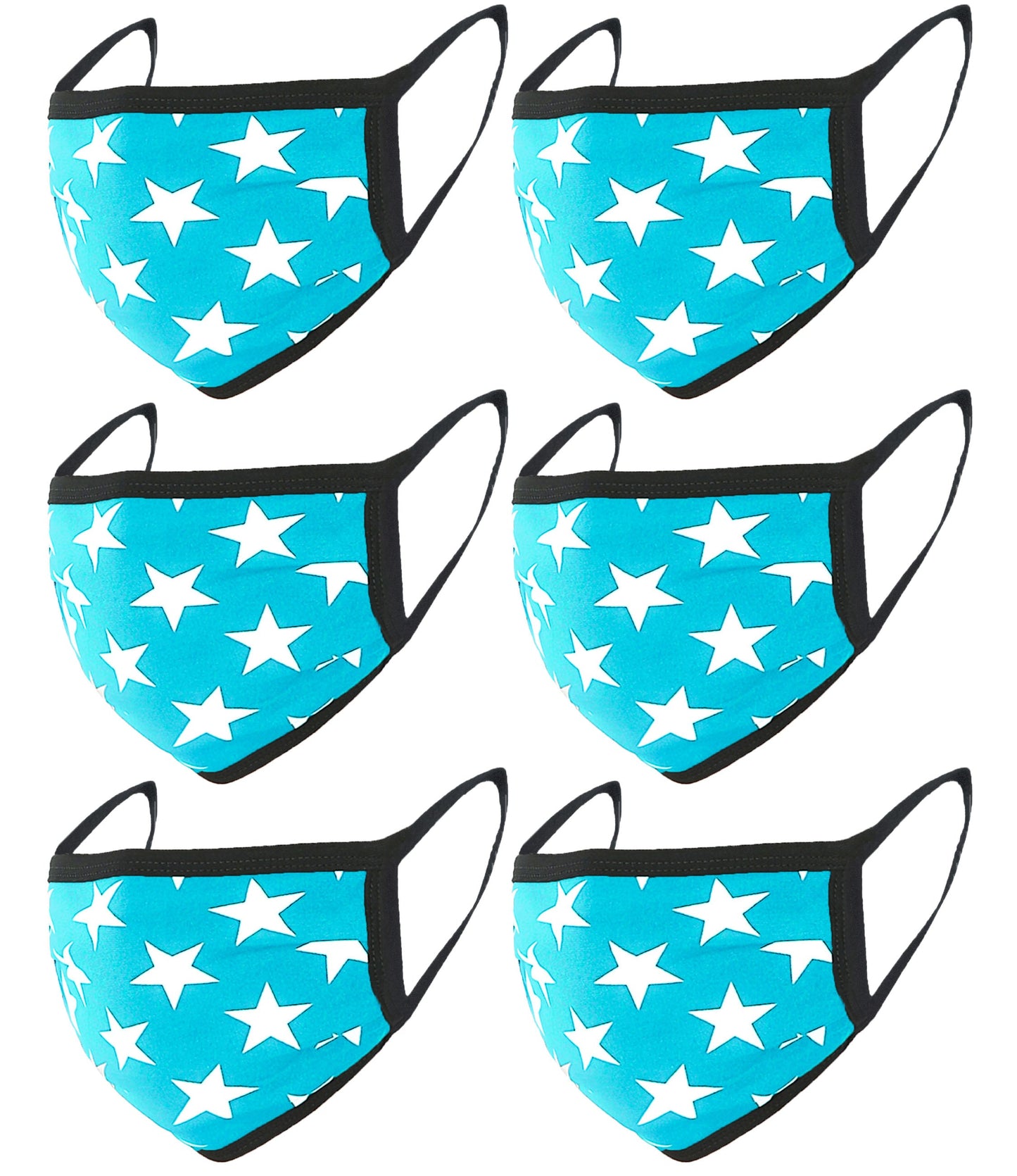6 Pack Star Print Washable Cotton Face Mask