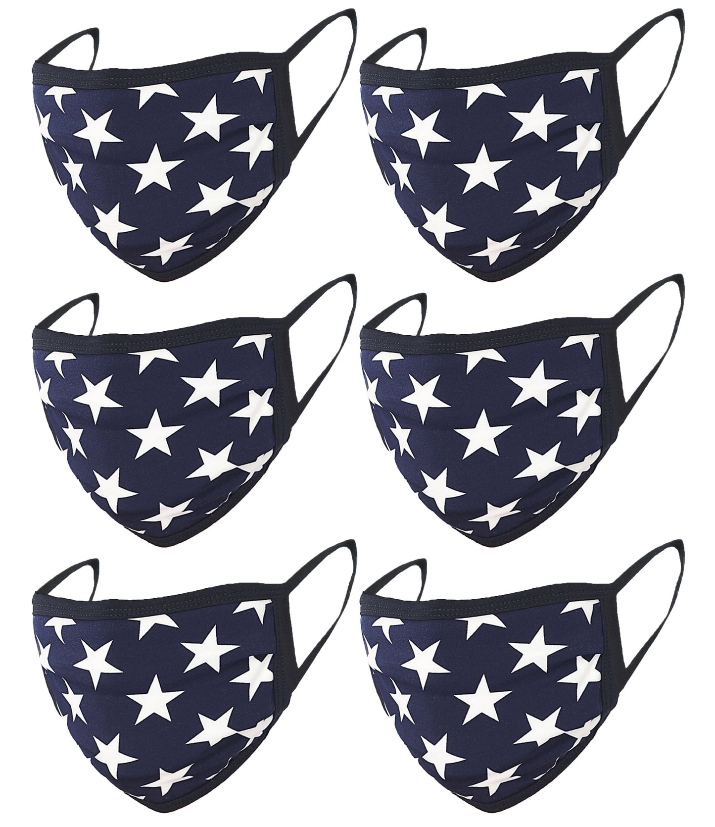 6 Pack Star Print Washable Cotton Face Mask