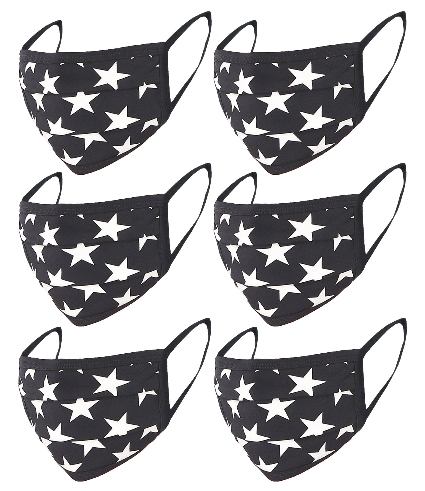 6 Pack Star Print Washable Cotton Face Mask