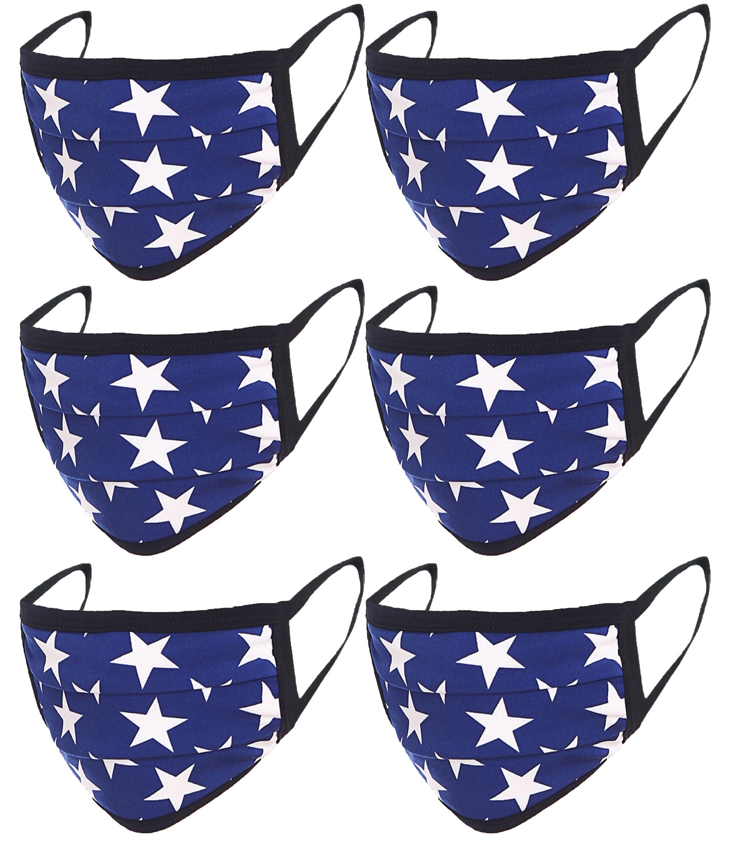 6 Pack Star Print Washable Cotton Face Mask