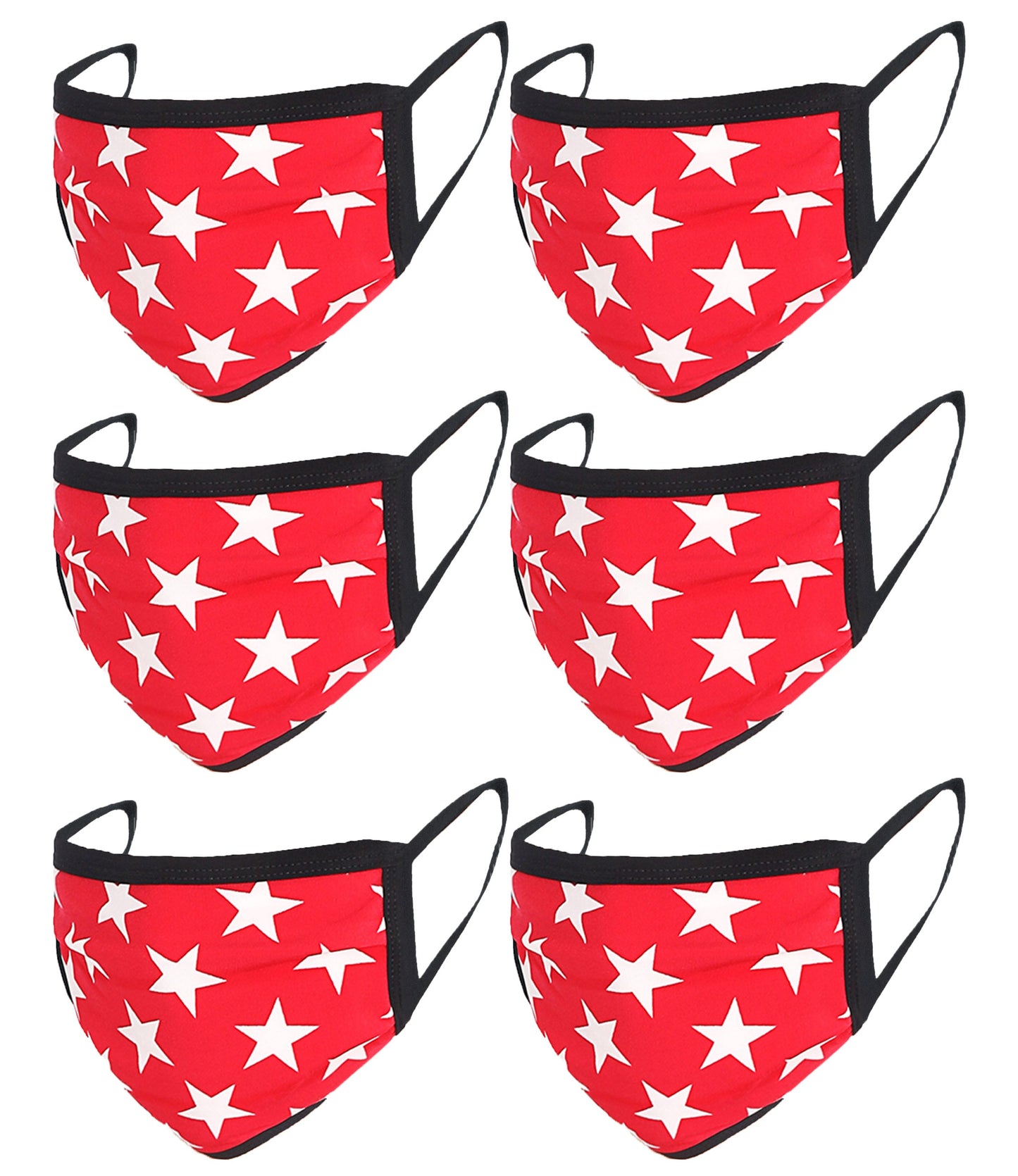6 Pack Star Print Washable Cotton Face Mask