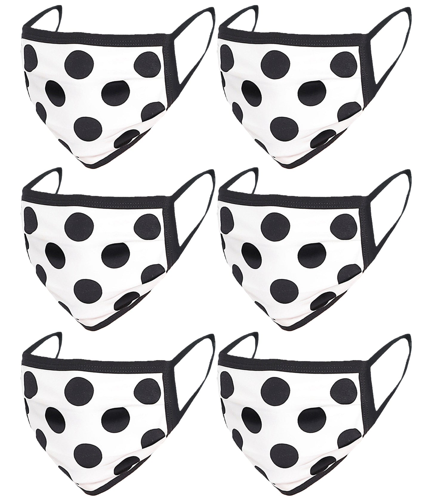 6 Pack Polka Dot Print Washable Cotton Face Mask