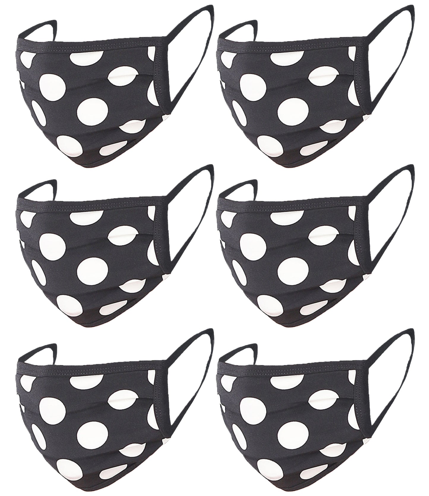 6 Pack Polka Dot Print Washable Cotton Face Mask