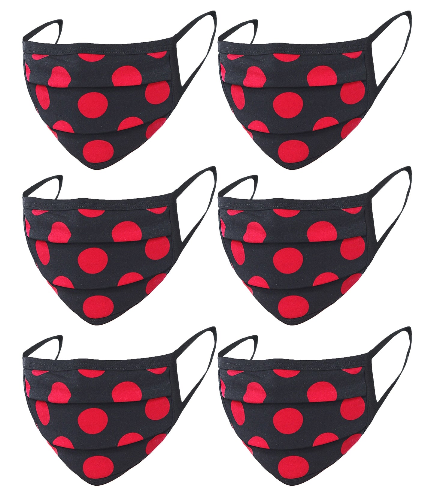 6 Pack Polka Dot Print Washable Cotton Face Mask