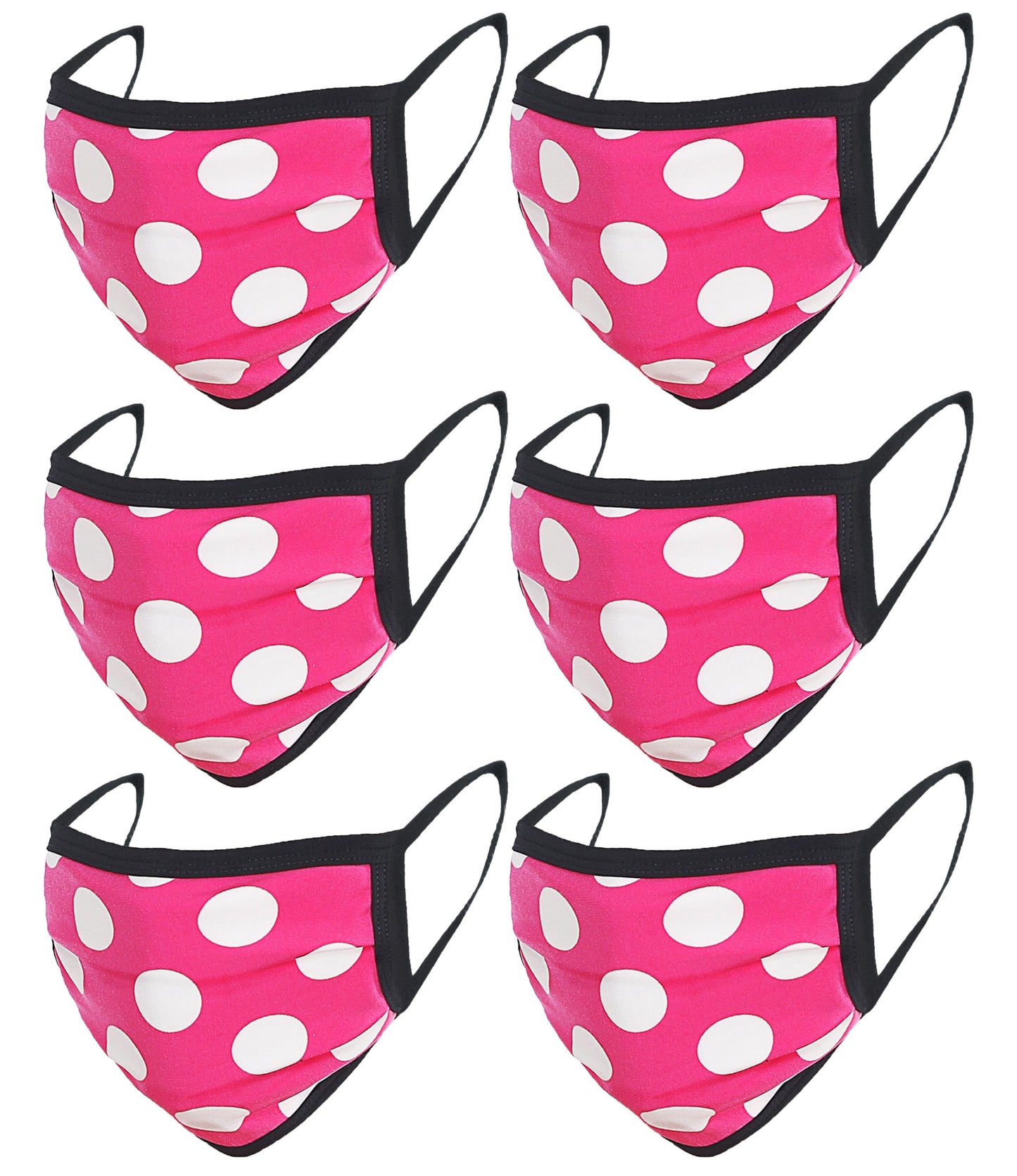 6 Pack Polka Dot Print Washable Cotton Face Mask