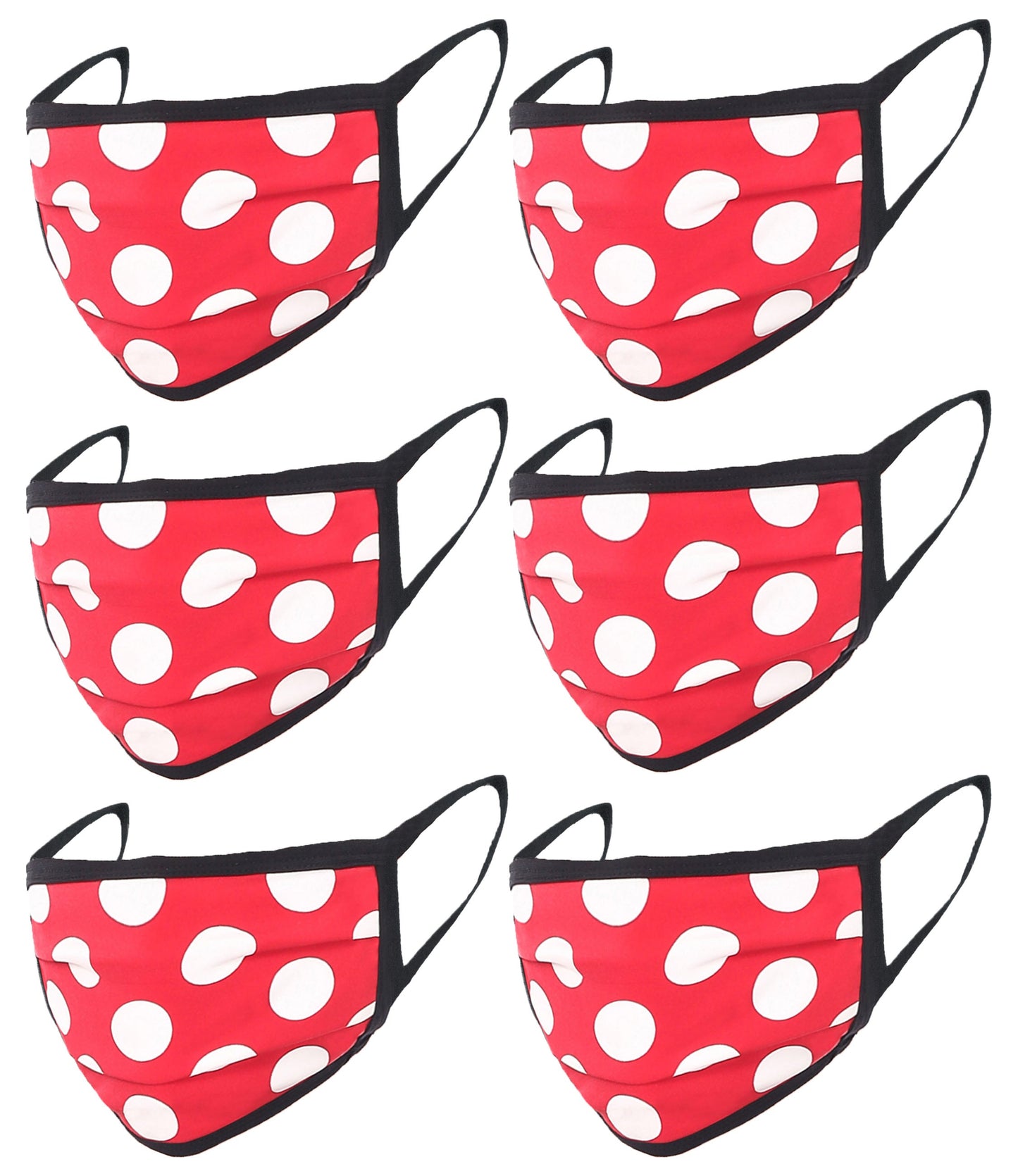 6 Pack Polka Dot Print Washable Cotton Face Mask