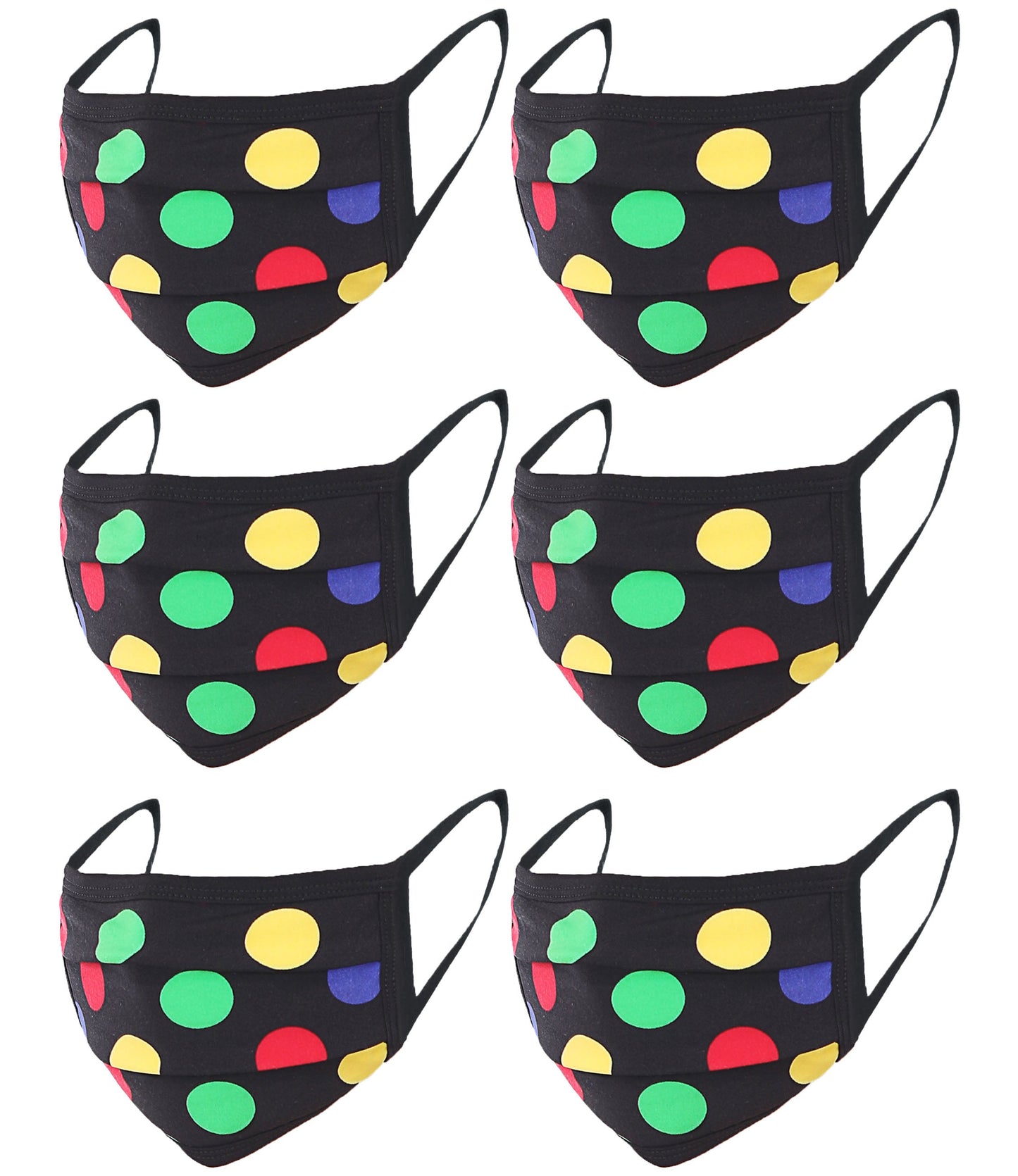 6 Pack Polka Dot Print Washable Cotton Face Mask