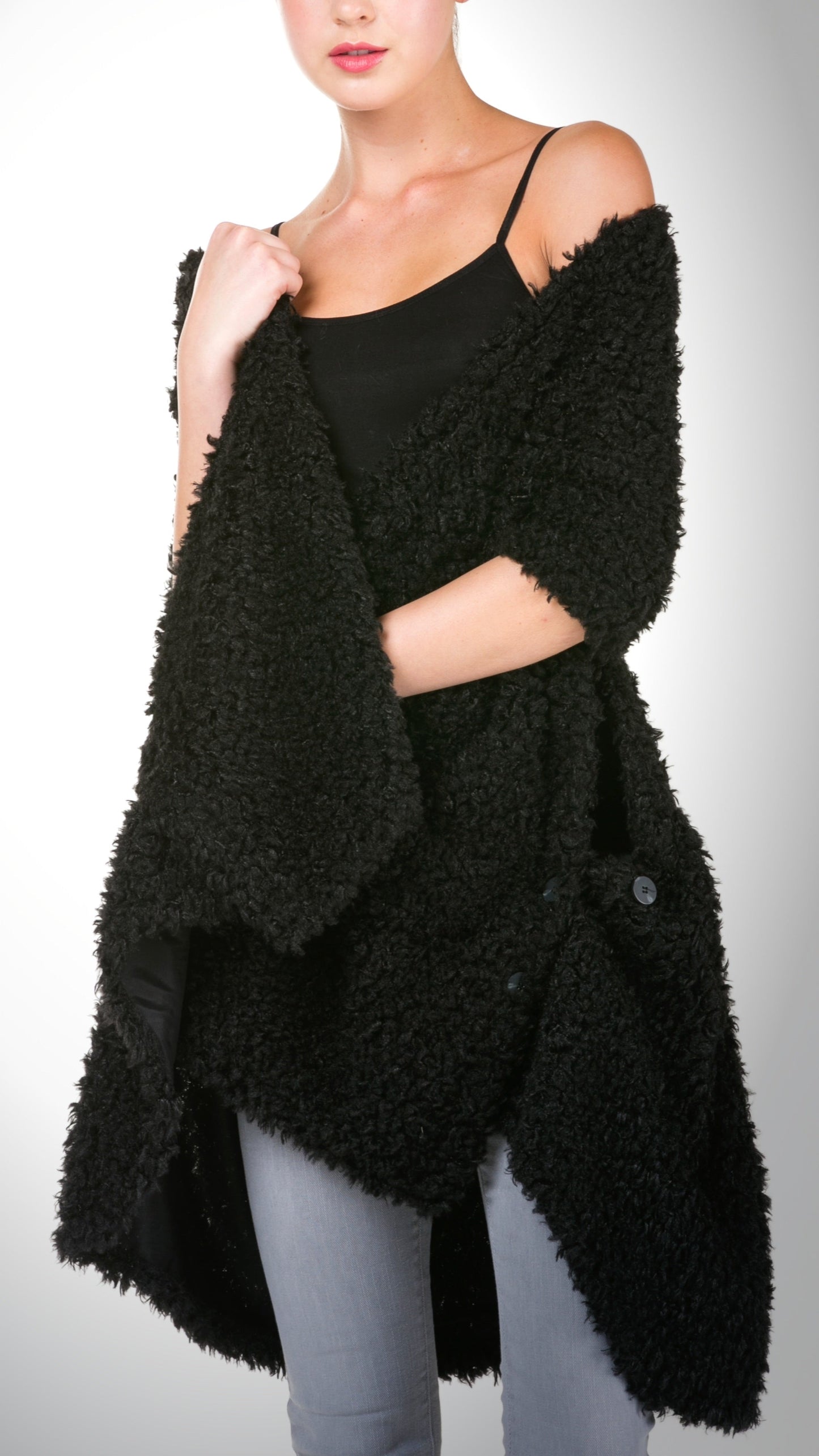 Shaggy Fur Convertible Vest and Shawl - Shop Lev