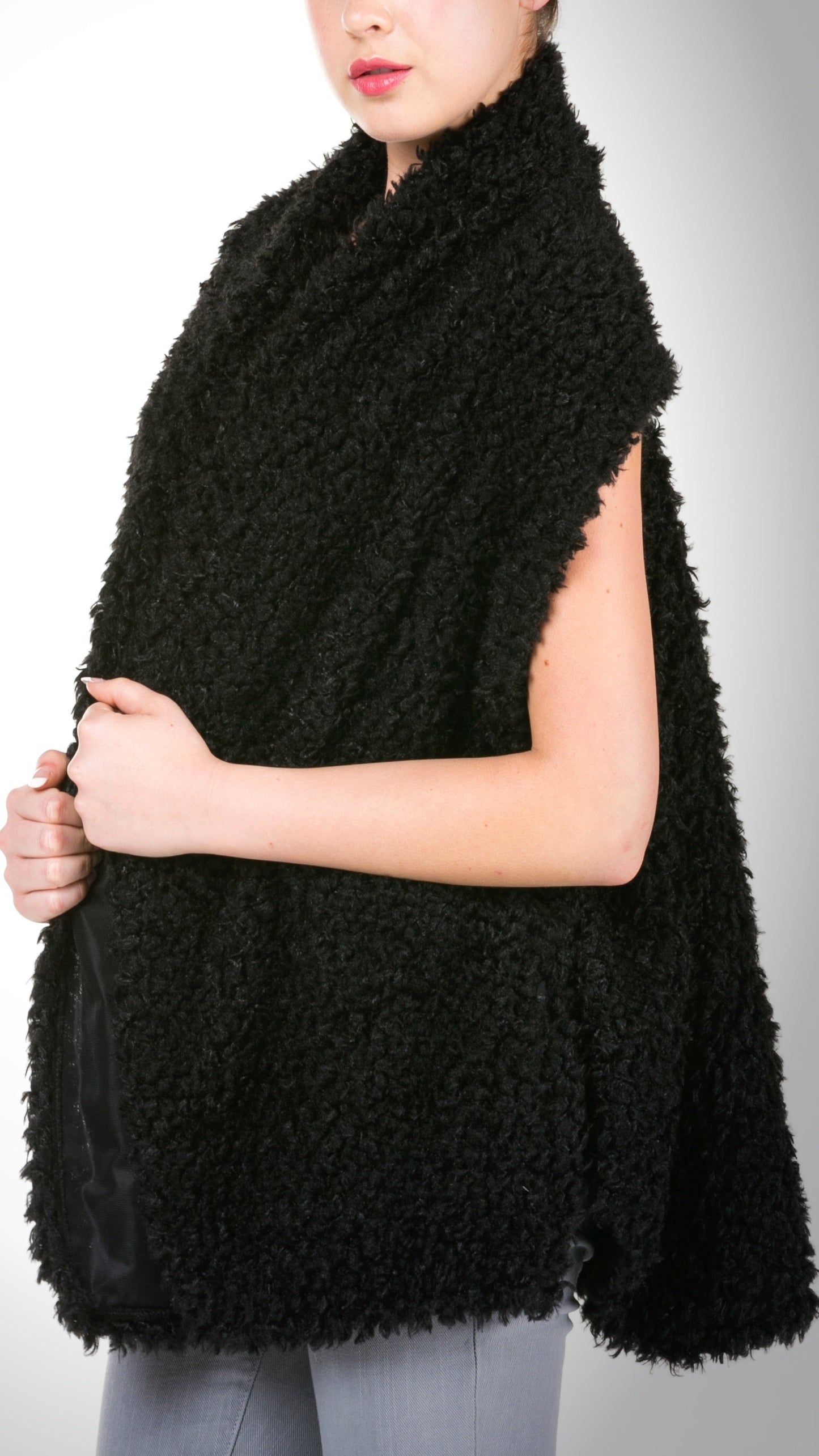 Shaggy Fur Convertible Vest and Shawl - Shop Lev
