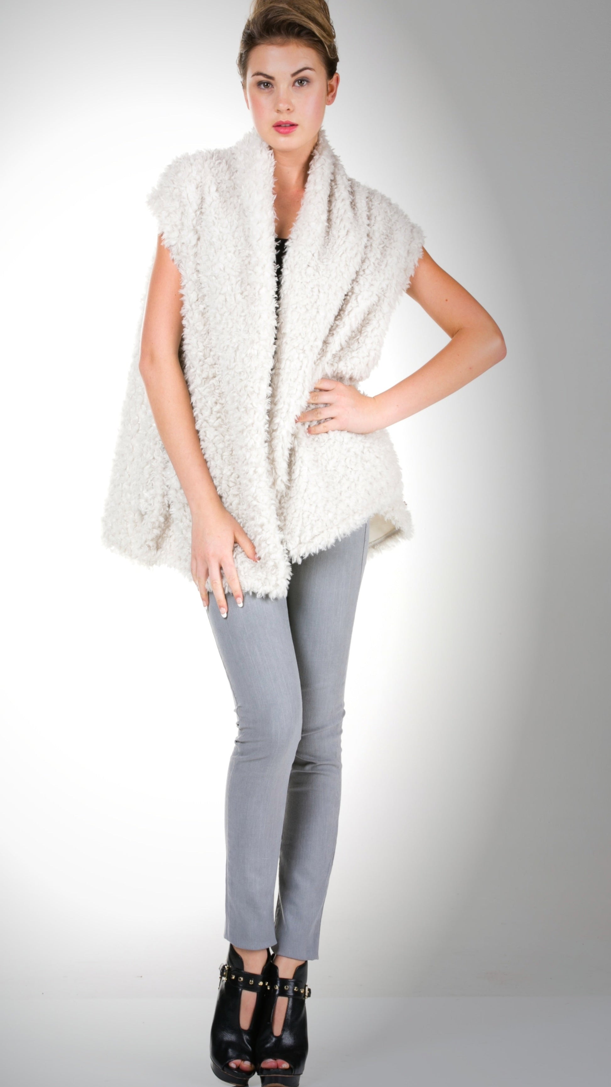 Shaggy Fur Convertible Vest and Shawl - Shop Lev