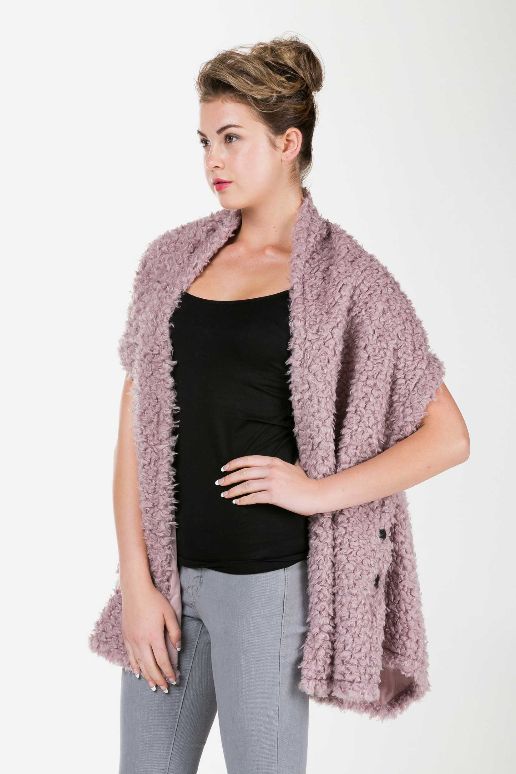 Shaggy Fur Convertible Vest and Shawl - Shop Lev