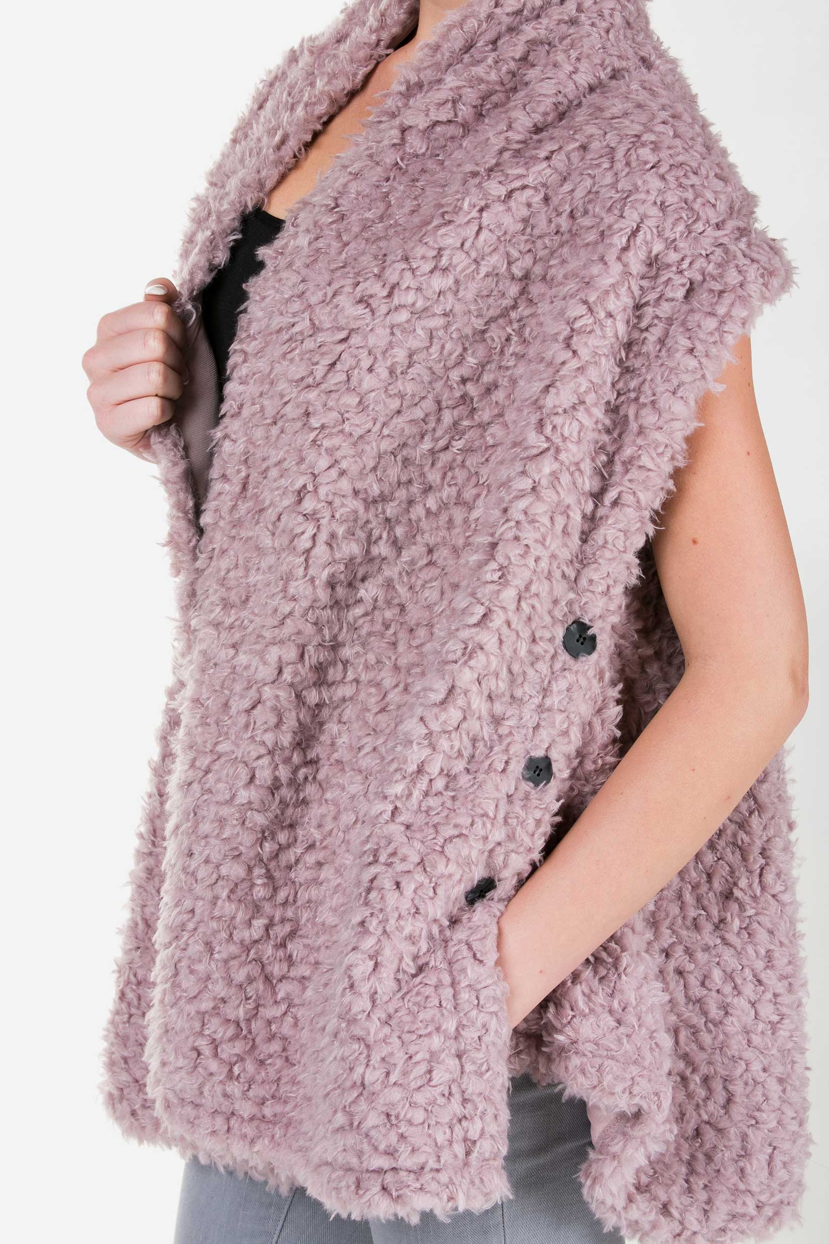Shaggy Fur Convertible Vest and Shawl - Shop Lev