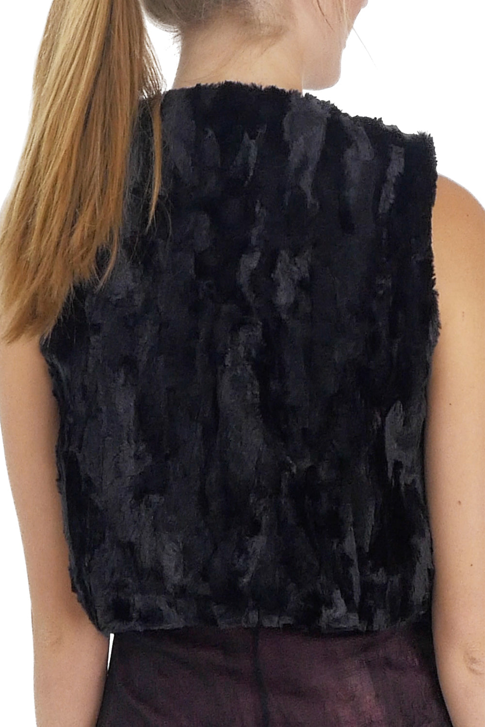 Faux Fur Lace Trimmed Mini Bolero Vest - Shop Lev